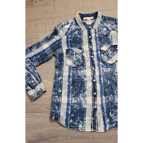 Lovestich‎ Women's Button Down Blue Plaid Country Cowgirl Shirt Size Small - Picture 2 of 9